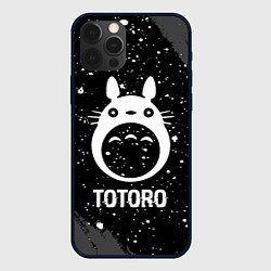 Чехол iPhone 12 Pro Totoro glitch на темном фоне