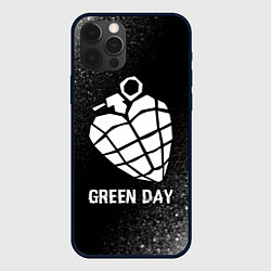 Чехол iPhone 12 Pro Green Day glitch на темном фоне