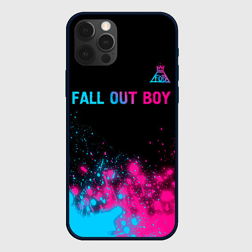 Чехол iPhone 12 Pro Fall Out Boy - neon gradient: символ сверху / 3D-Черный – фото 1