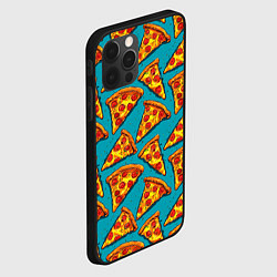 Чехол для iPhone 12 Pro Кусочки пиццы на синем фоне, цвет: 3D-черный — фото 2