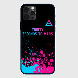 Чехол для iPhone 12 Pro Thirty Seconds to Mars - neon gradient: символ све, цвет: 3D-черный