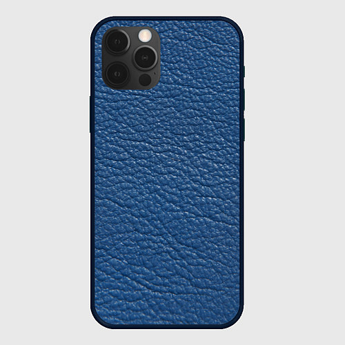 Чехол iPhone 12 Pro Текстура синей кожи / 3D-Черный – фото 1