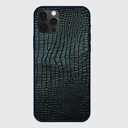 Чехол iPhone 12 Pro Текстура крокодиловой кожи / 3D-Черный – фото 1