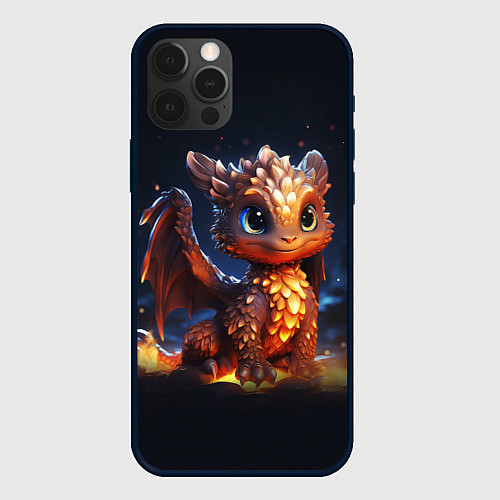 Чехол iPhone 12 Pro Котик дракоша / 3D-Черный – фото 1