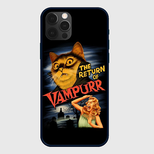 Чехол iPhone 12 Pro Кот вампир / 3D-Черный – фото 1