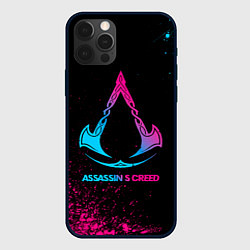 Чехол для iPhone 12 Pro Assassins Creed - neon gradient, цвет: 3D-черный