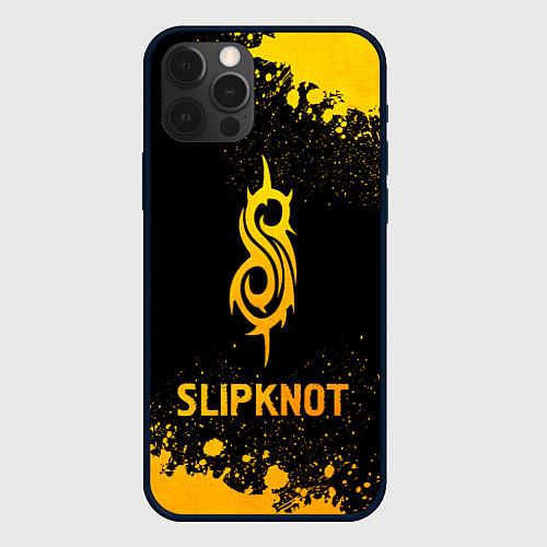 Чехол iPhone 12 Pro Slipknot - gold gradient / 3D-Черный – фото 1