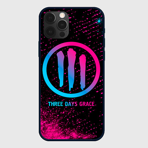 Чехол iPhone 12 Pro Three Days Grace - neon gradient / 3D-Черный – фото 1