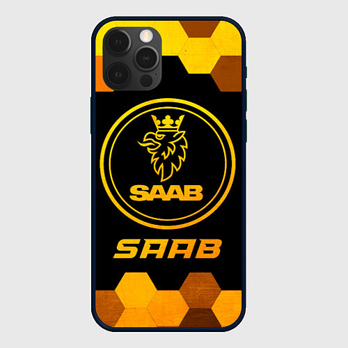 Чехол iPhone 12 Pro Saab - gold gradient / 3D-Черный – фото 1