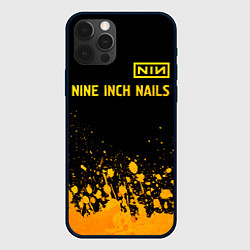 Чехол для iPhone 12 Pro Nine Inch Nails - gold gradient: символ сверху, цвет: 3D-черный