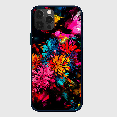Чехол iPhone 12 Pro Краски и цветы / 3D-Черный – фото 1