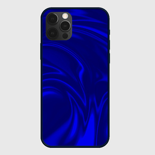 Чехол iPhone 12 Pro Имитация синий шёлк / 3D-Черный – фото 1