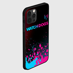Чехол для iPhone 12 Pro Watch Dogs - neon gradient: символ сверху, цвет: 3D-черный — фото 2