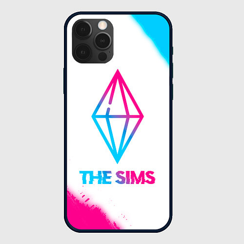 Чехол iPhone 12 Pro The Sims neon gradient style / 3D-Черный – фото 1