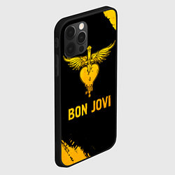 Чехол для iPhone 12 Pro Bon Jovi - gold gradient, цвет: 3D-черный — фото 2