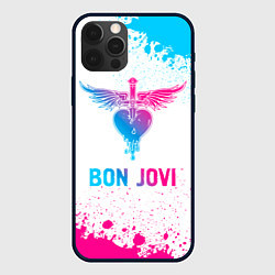 Чехол iPhone 12 Pro Bon Jovi neon gradient style