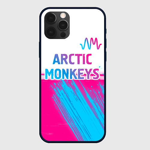 Чехол iPhone 12 Pro Arctic Monkeys neon gradient style: символ сверху / 3D-Черный – фото 1