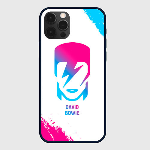 Чехол iPhone 12 Pro David Bowie neon gradient style / 3D-Черный – фото 1