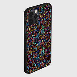 Чехол для iPhone 12 Pro Абстрактные разноцветные линии на черном фоне, цвет: 3D-черный — фото 2