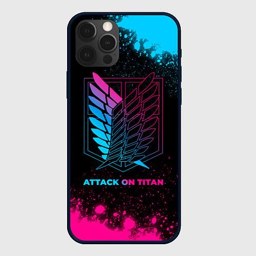 Чехол iPhone 12 Pro Attack on Titan - neon gradient / 3D-Черный – фото 1