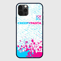 Чехол iPhone 12 Pro CreepyPasta neon gradient style: символ сверху