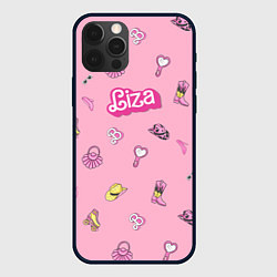 Чехол iPhone 12 Pro Лиза - в стиле барби: аксессуары на розовом паттер