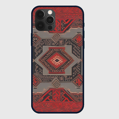 Чехол iPhone 12 Pro Ковер в красных тонах / 3D-Черный – фото 1