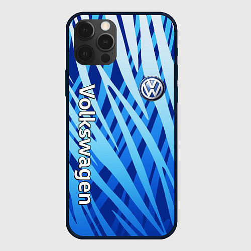 Чехол iPhone 12 Pro Volkswagen - синий камуфляж / 3D-Черный – фото 1