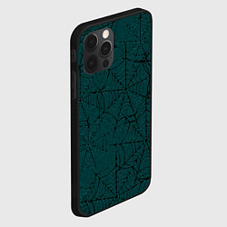 Чехол для iPhone 12 Pro Паутина тёмно-зелёный, цвет: 3D-черный — фото 2
