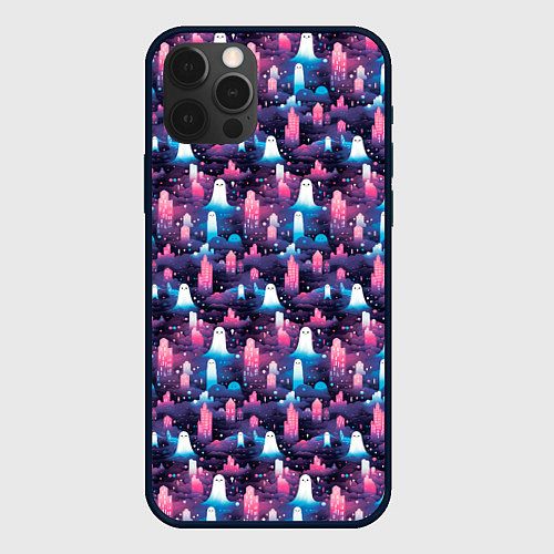 Чехол iPhone 12 Pro Привидения в облачном городе / 3D-Черный – фото 1