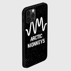 Чехол для iPhone 12 Pro Arctic Monkeys glitch на темном фоне, цвет: 3D-черный — фото 2