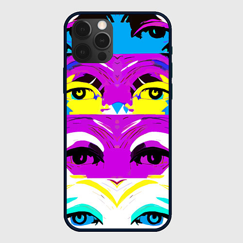 Чехол iPhone 12 Pro Eyes - pop art - neural network / 3D-Черный – фото 1