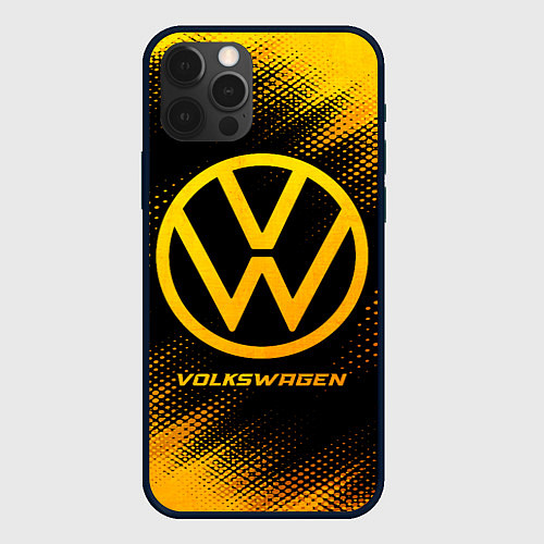 Чехол iPhone 12 Pro Volkswagen - gold gradient / 3D-Черный – фото 1