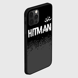 Чехол для iPhone 12 Pro Hitman glitch на темном фоне: символ сверху, цвет: 3D-черный — фото 2