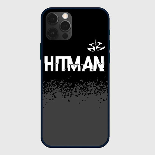 Чехол iPhone 12 Pro Hitman glitch на темном фоне: символ сверху / 3D-Черный – фото 1