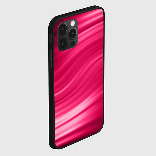 Чехол iPhone 12 Pro Абстрактный волнистый узор в красно-розовых тонах / 3D-Черный – фото 2
