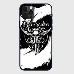 Чехол для iPhone 12 Pro Baldurs gate 3 - белые завихрения, цвет: 3D-черный