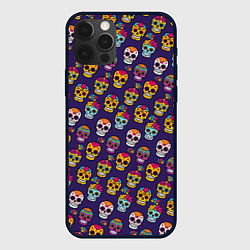 Чехол для iPhone 12 Pro Мексиканские черепа Калака, цвет: 3D-черный