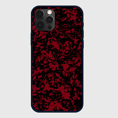 Чехол iPhone 12 Pro Красно-чёрная пятнистая текстура / 3D-Черный – фото 1