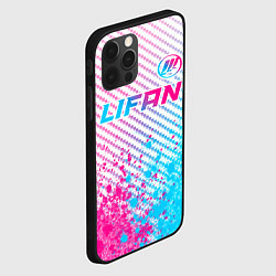 Чехол для iPhone 12 Pro Lifan neon gradient style: символ сверху, цвет: 3D-черный — фото 2