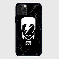 Чехол iPhone 12 Pro David Bowie glitch на темном фоне