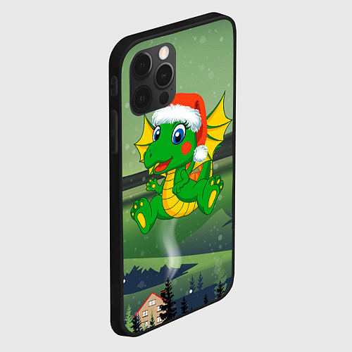 Чехол iPhone 12 Pro Зеленый дракончик 2024 / 3D-Черный – фото 2
