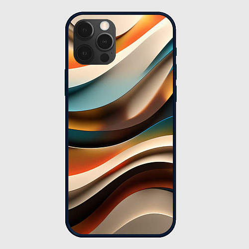 Чехол iPhone 12 Pro Волнистая объёмная текстура - нейросеть / 3D-Черный – фото 1