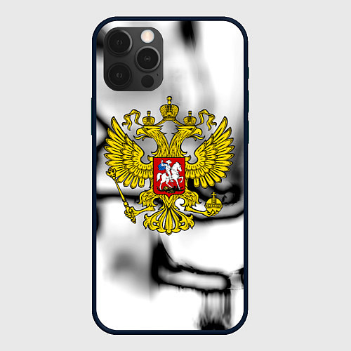 Чехол iPhone 12 Pro Герб РФ черно белый / 3D-Черный – фото 1