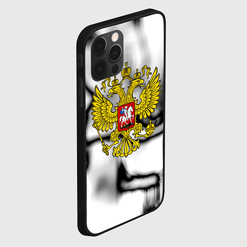 Чехол iPhone 12 Pro Герб РФ черно белый / 3D-Черный – фото 2