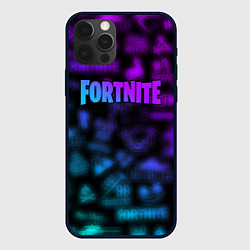 Чехол для iPhone 12 Pro Неоновые логотипы Fortnite, цвет: 3D-черный