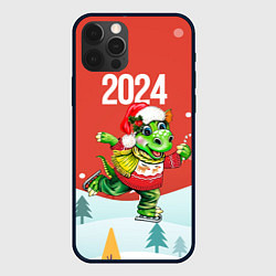 Чехол для iPhone 12 Pro Дракон на коньках, цвет: 3D-черный