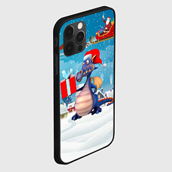 Чехол для iPhone 12 Pro Новогодний праздничный дракон, цвет: 3D-черный — фото 2