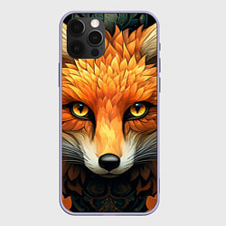Чехол для iPhone 12 Pro Лис в стиле фолк-арт, цвет: 3D-светло-сиреневый