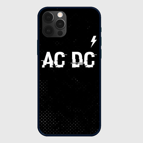 Чехол iPhone 12 Pro AC DC glitch на темном фоне: символ сверху / 3D-Черный – фото 1